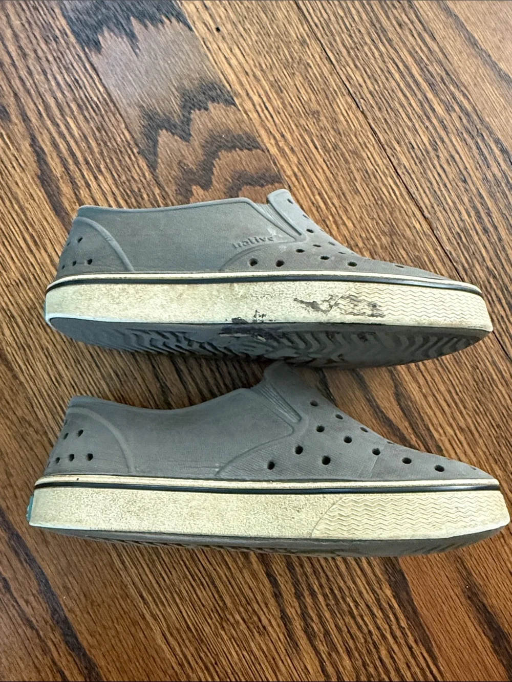 E Native Kids 12 Gray Slip-On Perforated Water Shoes